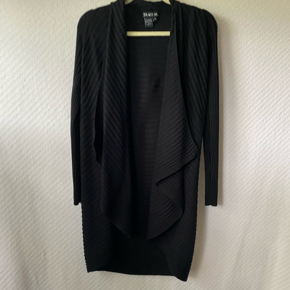 Tracy M. Black Long-Lgth Open Sweater- M